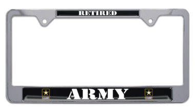 Full-Color Army Retired License Plate Frame