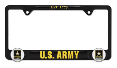 Army Star 3D Black Metal License Plate Frame