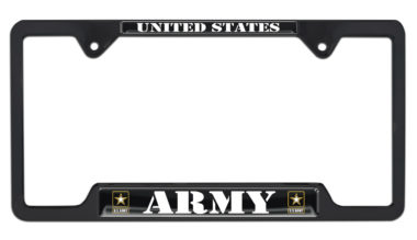 Full-Color Army US Black Open License Plate Frame image