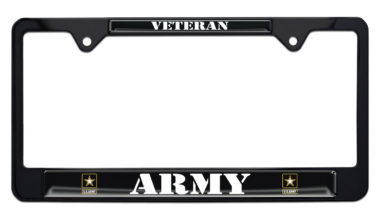 Full-Color Army Veteran Black License Plate Frame image