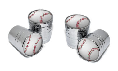 Baseball Valve Stem Caps - Chrome image