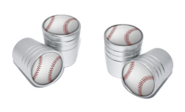 Baseball Valve Stem Caps - Matte Chrome
