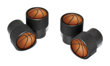 Basketball Valve Stem Caps - Black Knurling