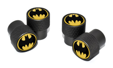 Batman Valve Stem Caps - Black Knurling