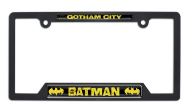 Batman Gotham City Open Black Plastic License Plate Frame image