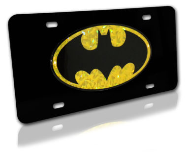 Batman Yellow Reflective Black License Plate image