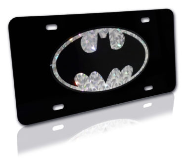 Batman Silver Reflective Black License Plate image