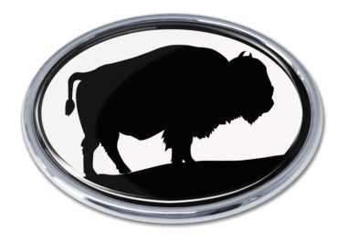 Bison White Chrome Emblem