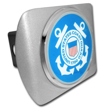 Coast Guard Seal Emblem on Brushed Hitch Cover