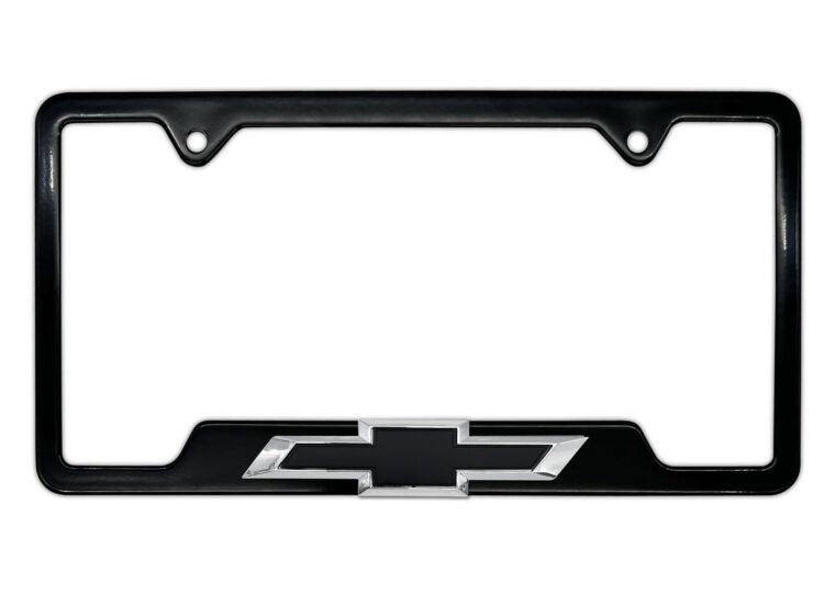 Chevy Black Bowtie Black Open License Plate Frame
