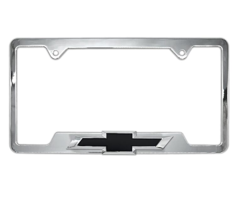 Chevy Black Bowtie Chrome Open License Plate Frame