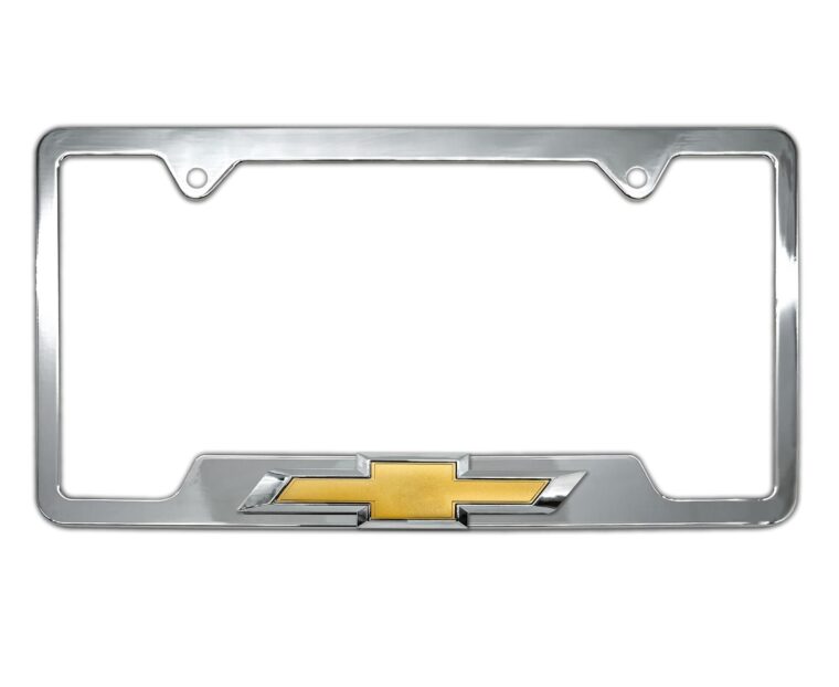 Chevy Gold Bowtie Chrome Open License Plate Frame