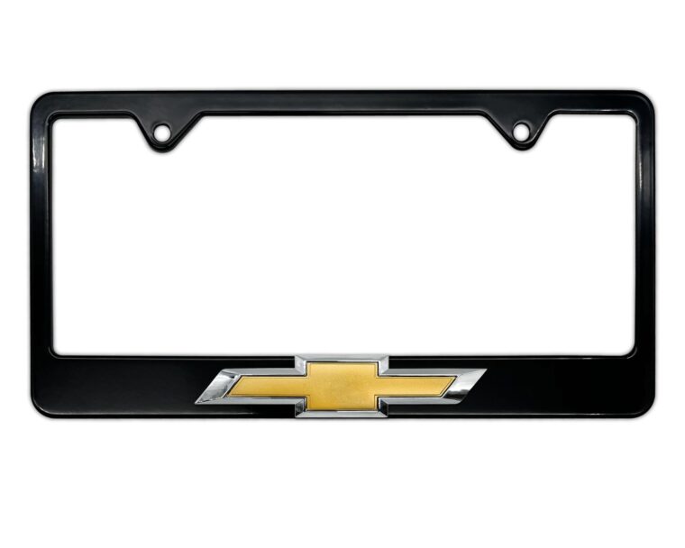 Chevy Gold Bowtie Black License Plate Frame