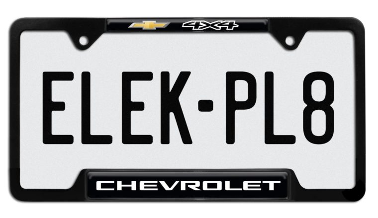 Chevy 4x4 Open Black License Plate Frame