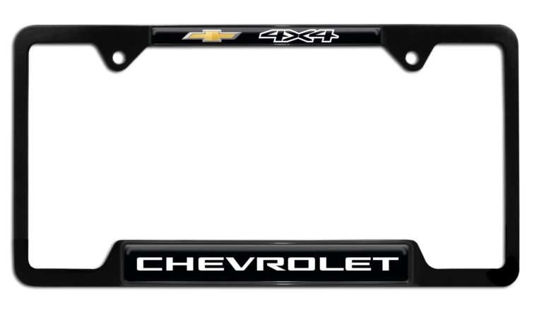 Chevy 4x4 Open Black License Plate Frame