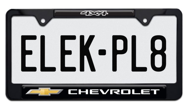 Chevy 4x4 Standard Black License Plate Frame