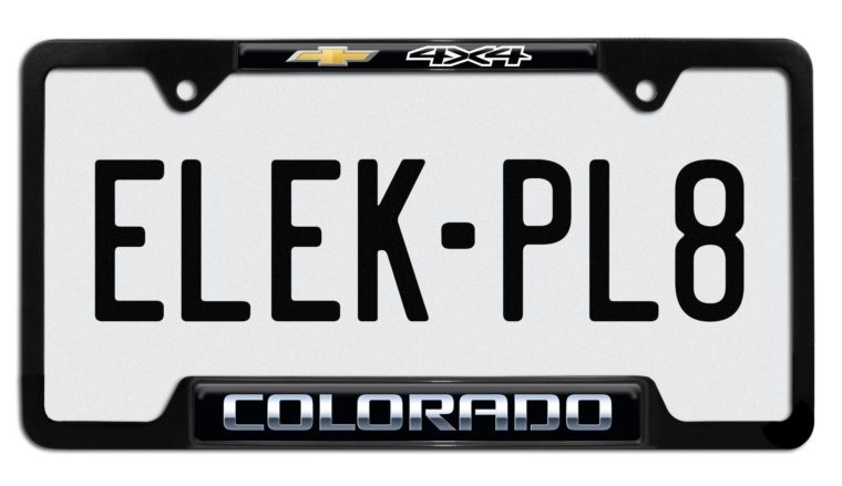 Colorado 4x4 Open Black License Plate Frame