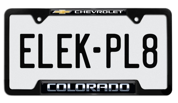 Colorado Chevy Open Black License Plate Frame