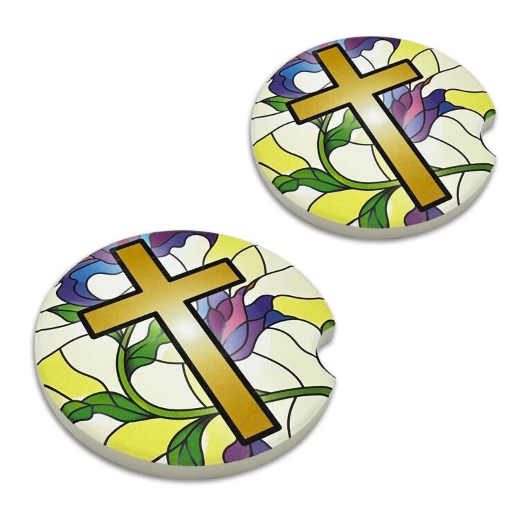 Lily Cross Ceramic Coaster 2 Pack