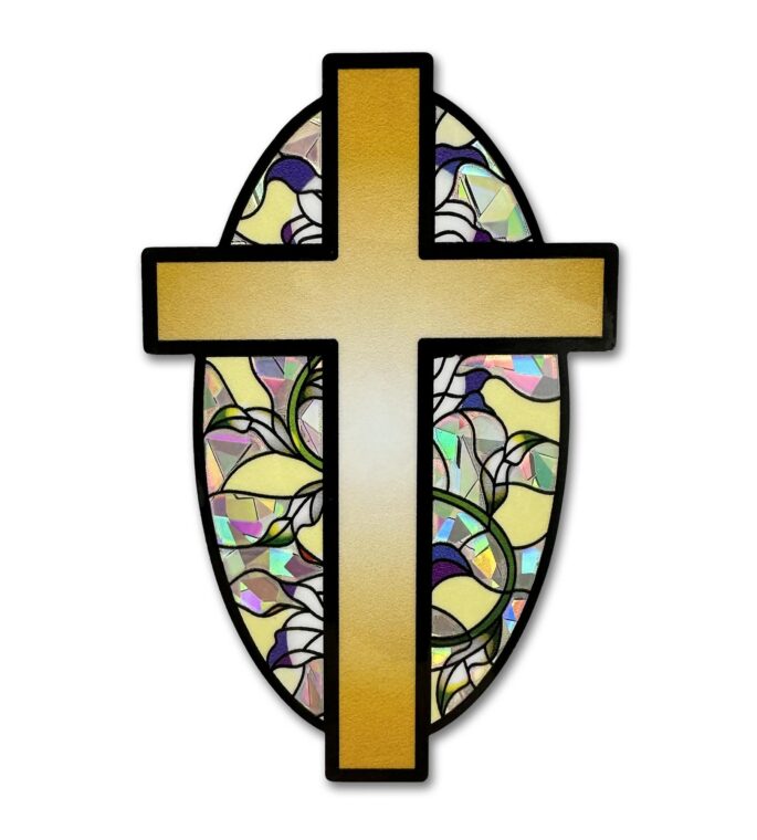 Christian Cross Lily Reflective Decal