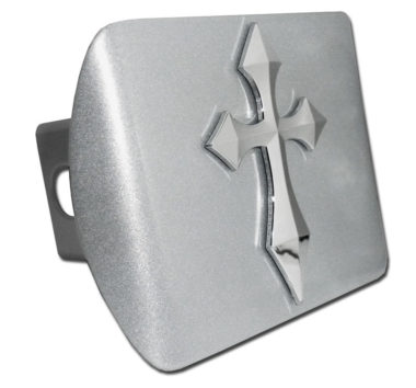 Pointed Cross Brushed Hitch Cover image