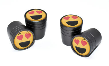 Heart Emoji Valve Stem Caps - Black image