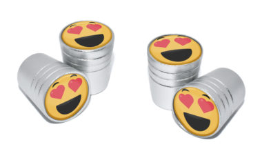 Heart Emoji Valve Stem Caps - Matte Chrome
