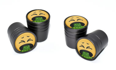Puke Emoji Valve Stem Caps - Black