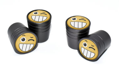 Wink Emoji Valve Stem Caps - Black image