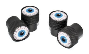 Eyeball Valve Stem Caps - Black Knurling image
