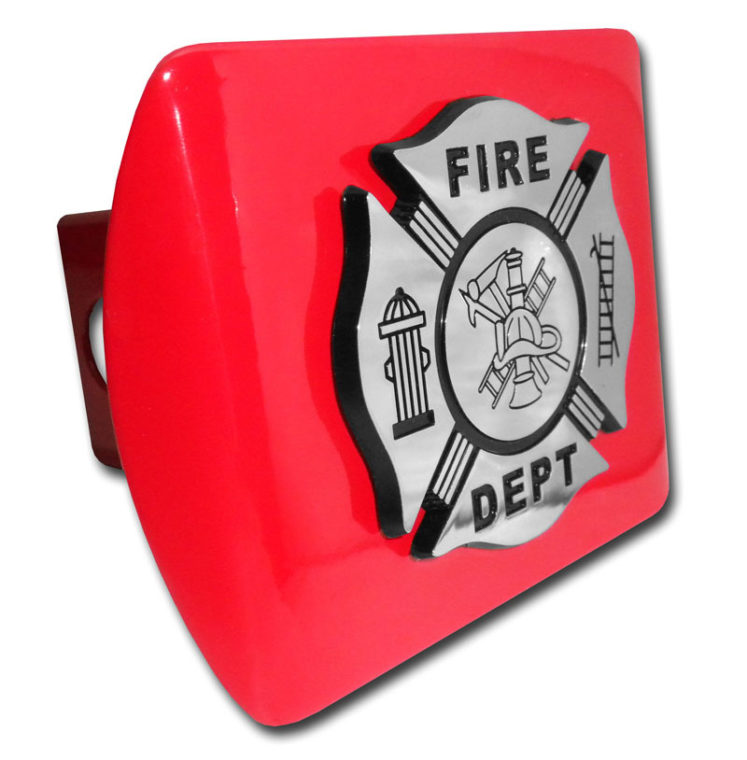 Firefighter Red Metal Hitch Cover