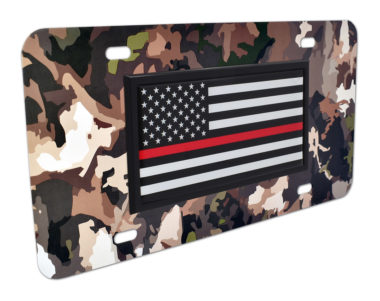 Firefighter Woodland Camo License Plate image