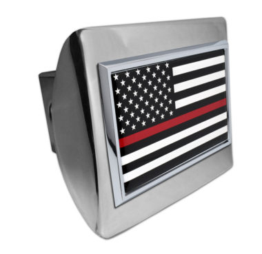 Firefighter Flag on Chrome Hitch Cover