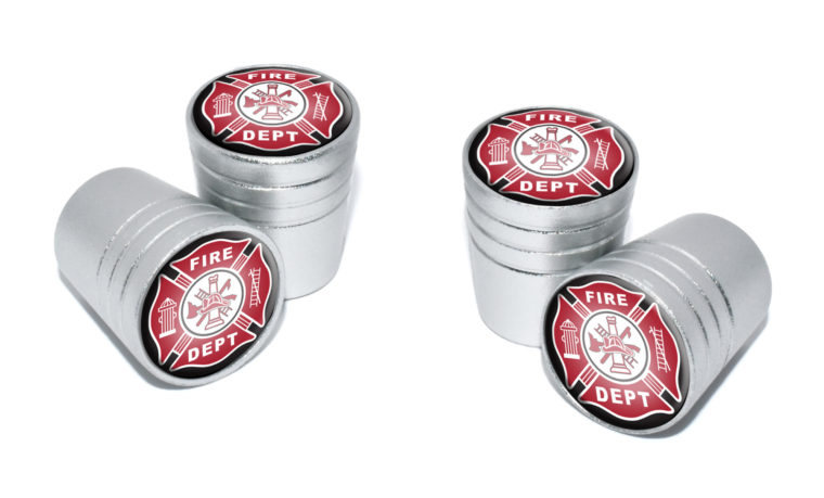 Firefighter Valve Stem Caps - Matte Chrome image