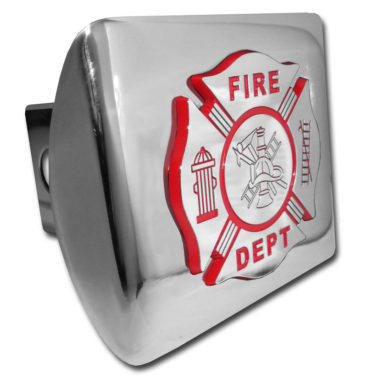Firefighter Red Emblem Chrome Hitch Cover image