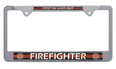 Firefighter Chrome License Plate Frame image
