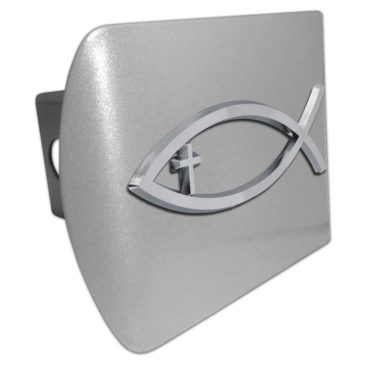 Christian Fish Cross Brushed Metal Hitch Cover image