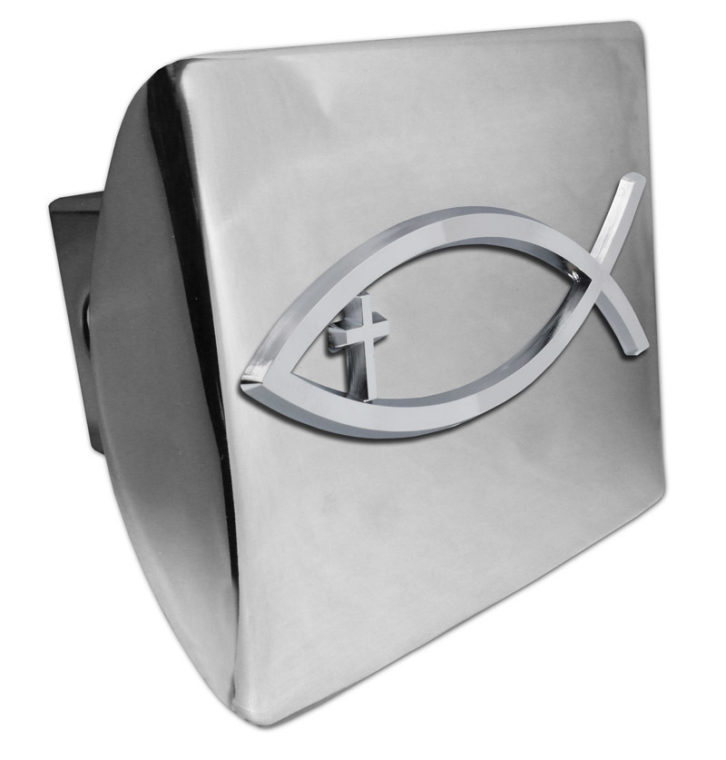 Christian Fish Cross Chrome Hitch Cover