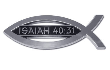 Christian Fish Isaiah 40:31 Chrome Emblem