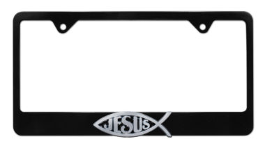 Christian Fish Jesus Black License Plate Frame