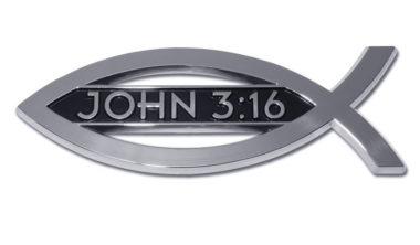 Christian Fish John 3:16 Chrome Emblem image
