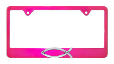 Christian Fish Pink License Plate Frame image