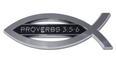 Christian Fish Proverbs 3:5-6 Chrome Emblem image