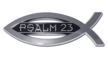 Christian Fish Psalm 23 Chrome Emblem image