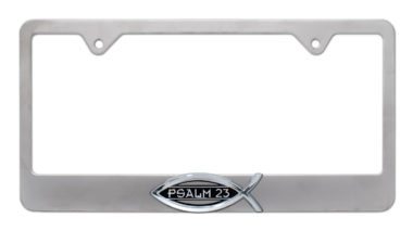 Christian Fish Psalm 23 Brushed License Plate Frame