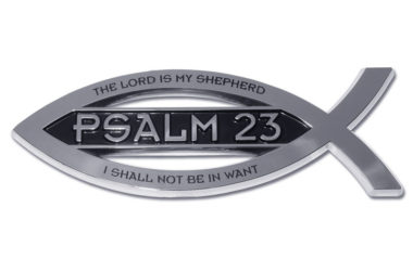 Christian Fish Psalm 23 Verse Chrome Emblem