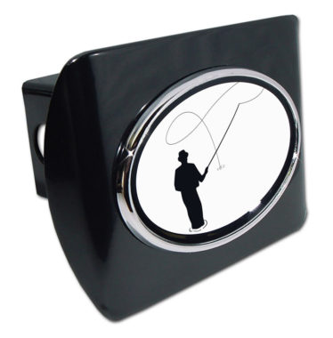 Fly Fishing Emblem on Black Hitch Cover image