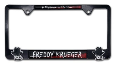 3D Freddy Krueger Nightmare on Elm Street Black Metal License Plate Frame