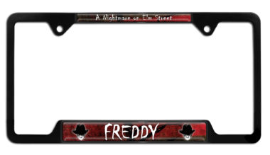 Freddy Black Metal Open Corners License Plate Frame