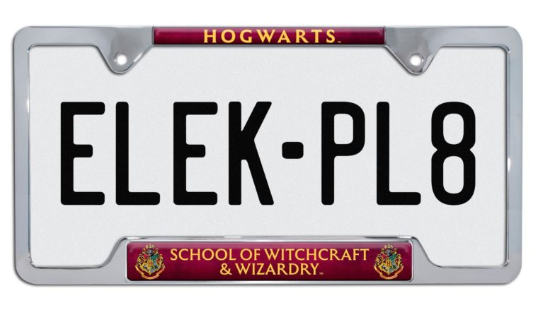 Harry Potter Hogwarts Chrome Open License Plate Frame